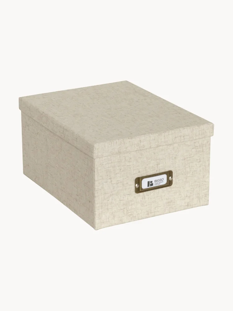 Bigso Box of Sweden Коробка для хранения Gustav II с крышкой, Ш 30 × В 15 см, Светлый бежевый