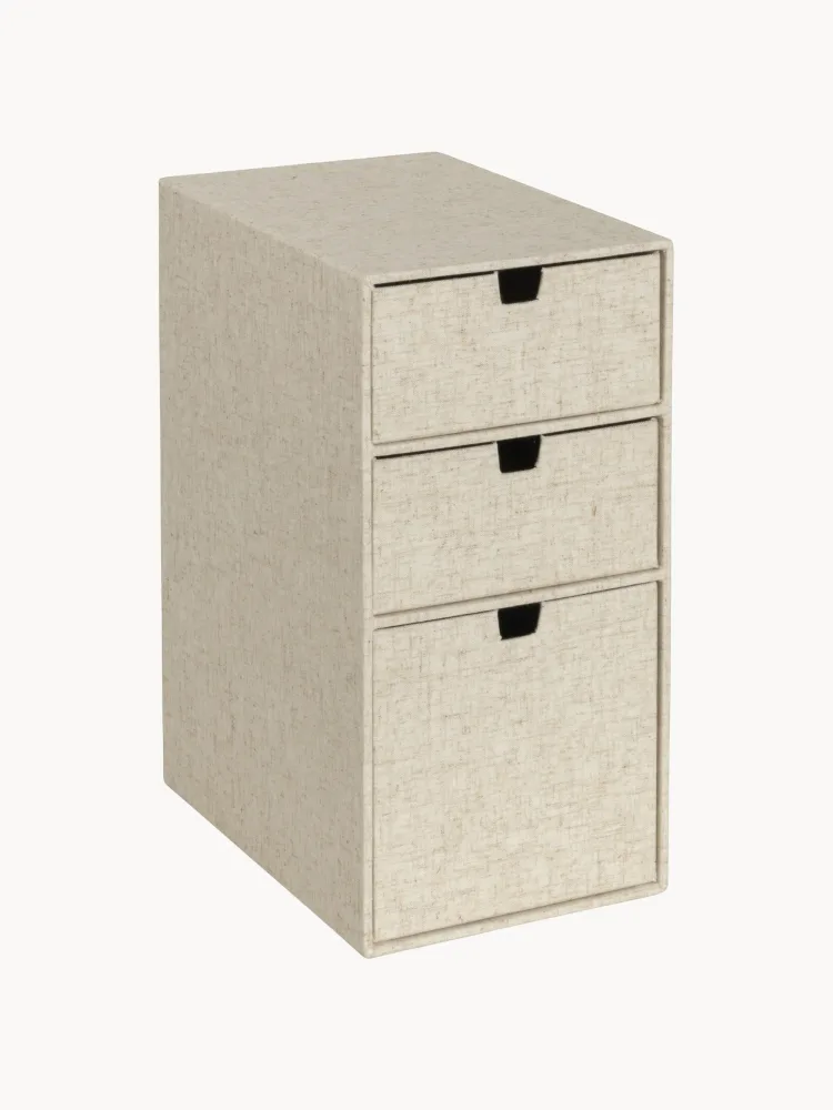 Bigso Box of Sweden Коробка для хранения Edith с 3 ящиками, Ш 25 × В 32 см, Светлый бежевый