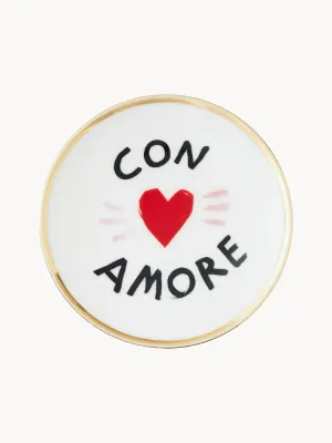 Bitossi Home Тарелка десертная из фарфора Con Amore ручной работы, Белый