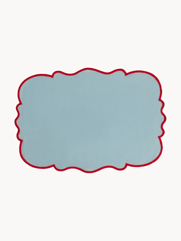 Bitossi Home Комплект салфеток под приборы из хлопка и льна Smerlo, 2 шт, 48x33 см, светло-синий/красный