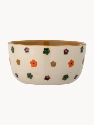 Bloomingville Mini Миска детская Addy из каменной керамики с ручной росписью цветов, 360 мл, диаметр 12 см, молочно-белая