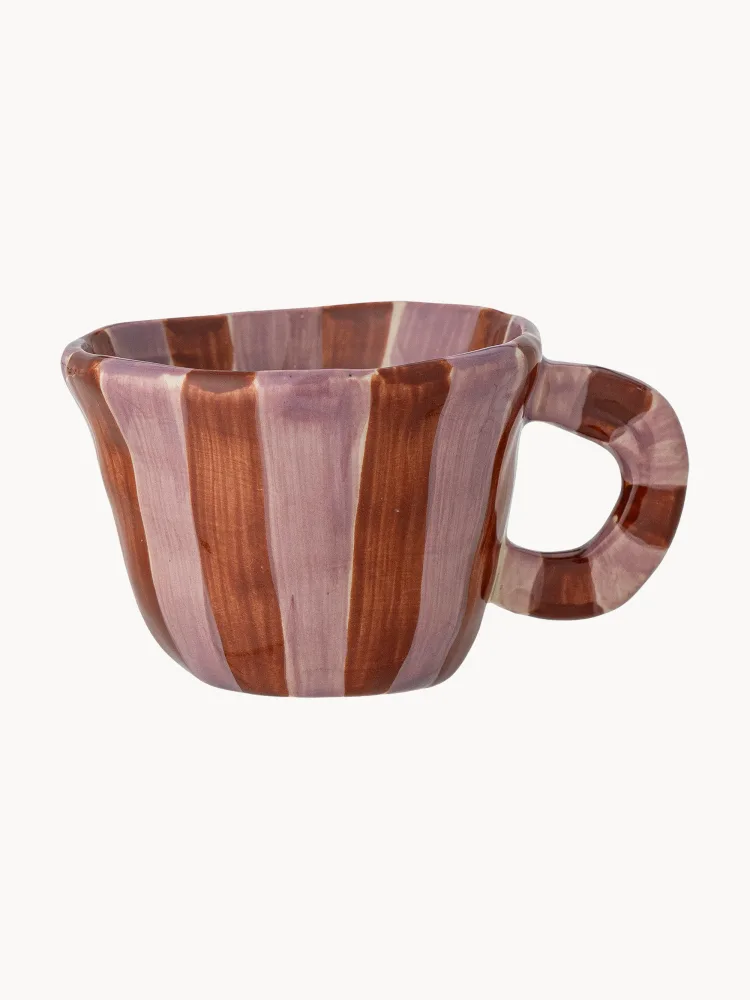 Bloomingville Mini Кружка детская Nini из каменной керамики с ручной росписью, 100 мл, диаметр 8 см, фиалковая с ржаво-красным