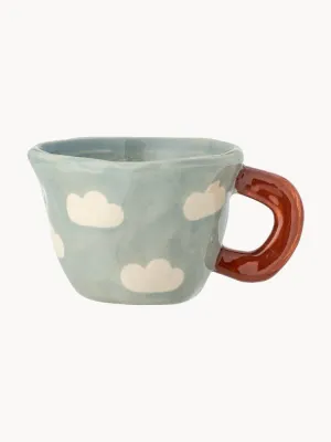Bloomingville Mini Кружка детская Nini из каменной керамики с ручной росписью, 100 мл, диаметр 8 см, светло-голубая с молочно-белым