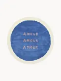 Bongusta Ковер Amour круглый из шерсти ручной работы с надписью, диаметр 90 см, синий с кремово-белым — фото 1