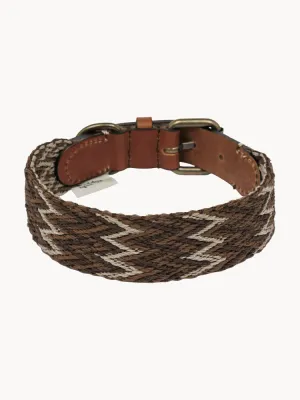 Buddys Dogwear Ошейник для собак Peruvian ручной работы из кожи и хлопка, ширина 4 см, три размера до 48 см, коричневый с бежевым