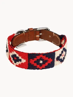 Buddys Dogwear Ошейник для собак Peruvian ручной работы из кожи и хлопка, ширина 4 см, три размера до 48 см, красный с синим