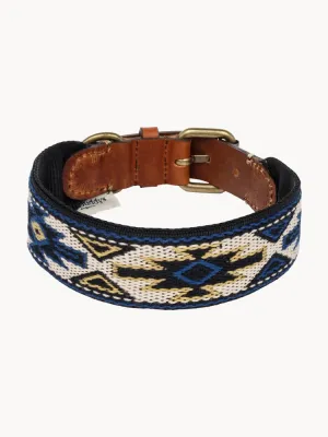 Buddys Dogwear Ошейник для собак Peyote ручной работы из кожи и хлопка, ширина 4 см, три размера до 48 см, синий с жёлтым