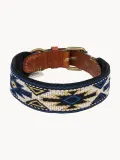 Buddys Dogwear Ошейник для собак Peyote ручной работы из кожи и хлопка, ширина 4 см, три размера до 48 см, синий с жёлтым — фото 1