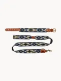 Buddys Dogwear Ошейник для собак Peyote ручной работы из кожи и хлопка, ширина 4 см, три размера до 48 см, синий с жёлтым — фото 8