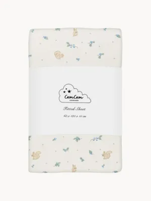 Cam Cam Copenhagen Простыня детская на резинке Blueberries из хлопка в кроватку, 60 х 120 см, бортик 15 см, молочно-белая