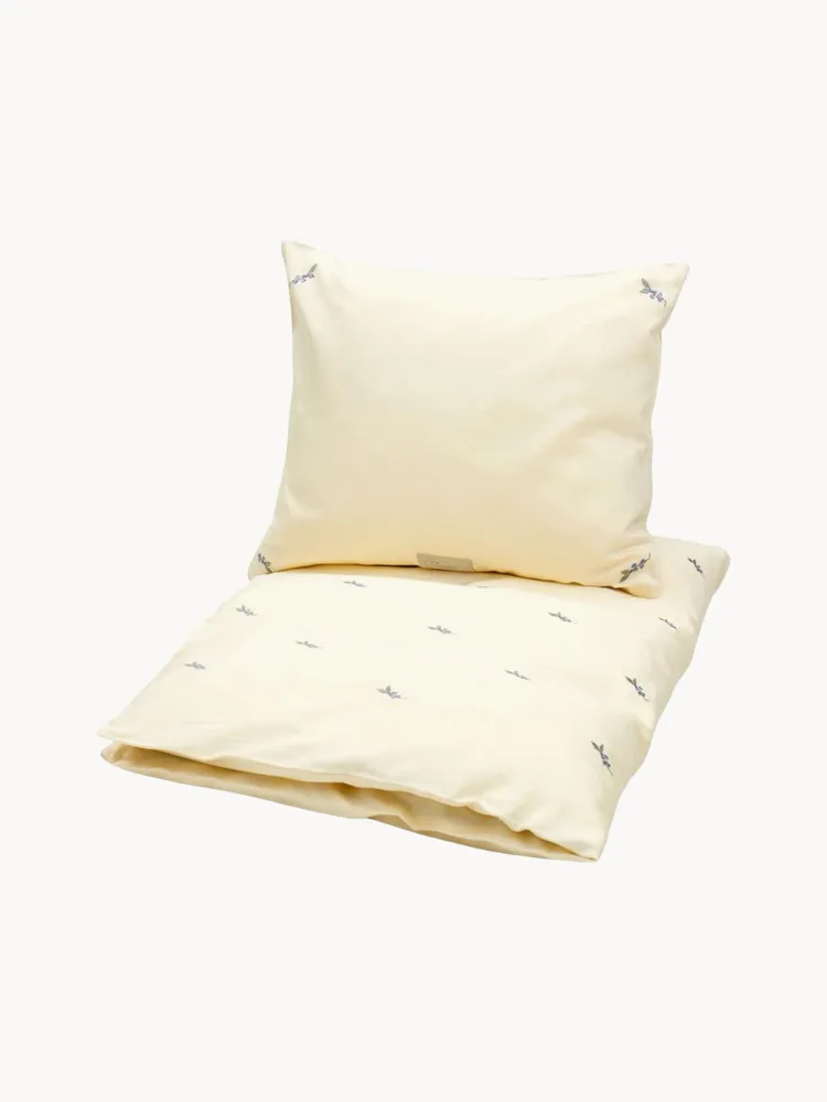 Cam Cam Copenhagen Комплект постельного белья детский Blueberries из хлопкового сатина, 70 х 100 см и 40 х 45 см, кремово-белый