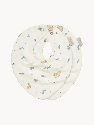 Cam Cam Copenhagen Слюнявчик детский Blueberries хлопковый в форме банданы, набор 2 шт., 20х23 см, молочно-белый