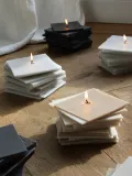 Свеча Cerabella Laminats ручной работы, Ш 13 × В 9 см, Светлый бежевый — фото 2