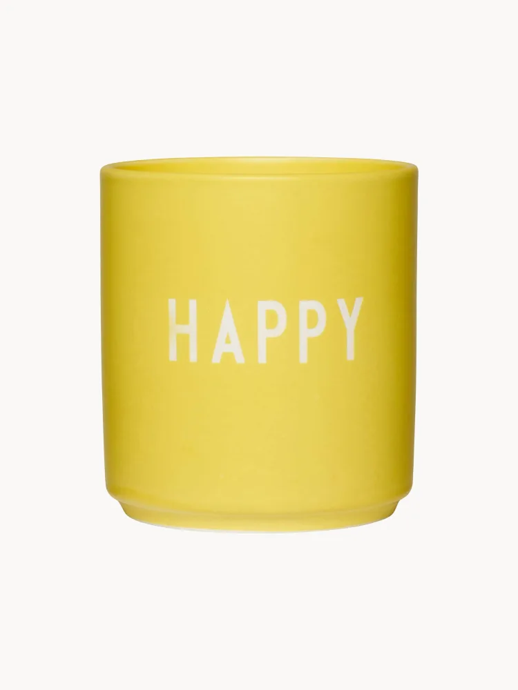 Design Letters Кружка Favourite с надписью «Happy», Ø 8 × В 9 см, 250 мл, Лимонный жёлтый