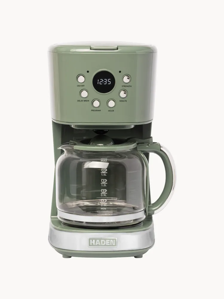 Haden Кофеварка капельная Dorset на 1,8 л с отложенным стартом, регулировкой крепости и подогревом, шалфейно-зелёная
