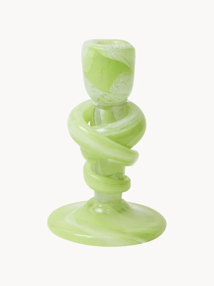 Подсвечник HKLIVING Knotted из зелёного стекла