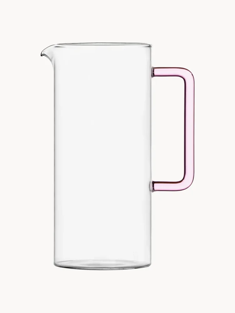 Кувшин Ichendorf Tube из боросиликатного стекла, 1,2 л, розовая ручка