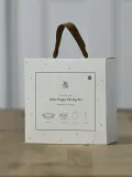 Jack o Juno Набор посуды для кормления Little Poppy из силикона, 4 предмета: тарелка 18 см, миска, кружка 150 мл, ложка, светло-розовый — фото 4