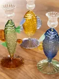 Подсвечник &klevering Fish из боросиликатного стекла, Ø 9 × В 21 см, Зелёный — фото 3