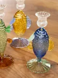 Подсвечник &klevering Fish из боросиликатного стекла, Ø 9 × В 19 см, Синий — фото 3