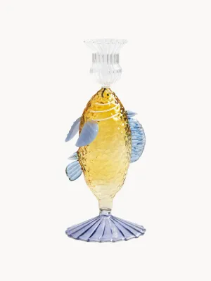 Подсвечник &klevering Fish из боросиликатного стекла, Ø 9 × В 19 см, Жёлтый
