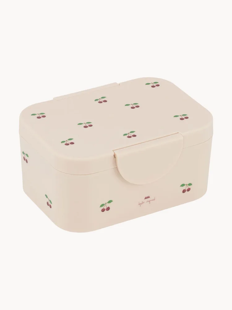 Konges Sløjd Контейнер пищевой детский Cherry Blush с вишнёвым принтом, 17х13х8 см, персиковый