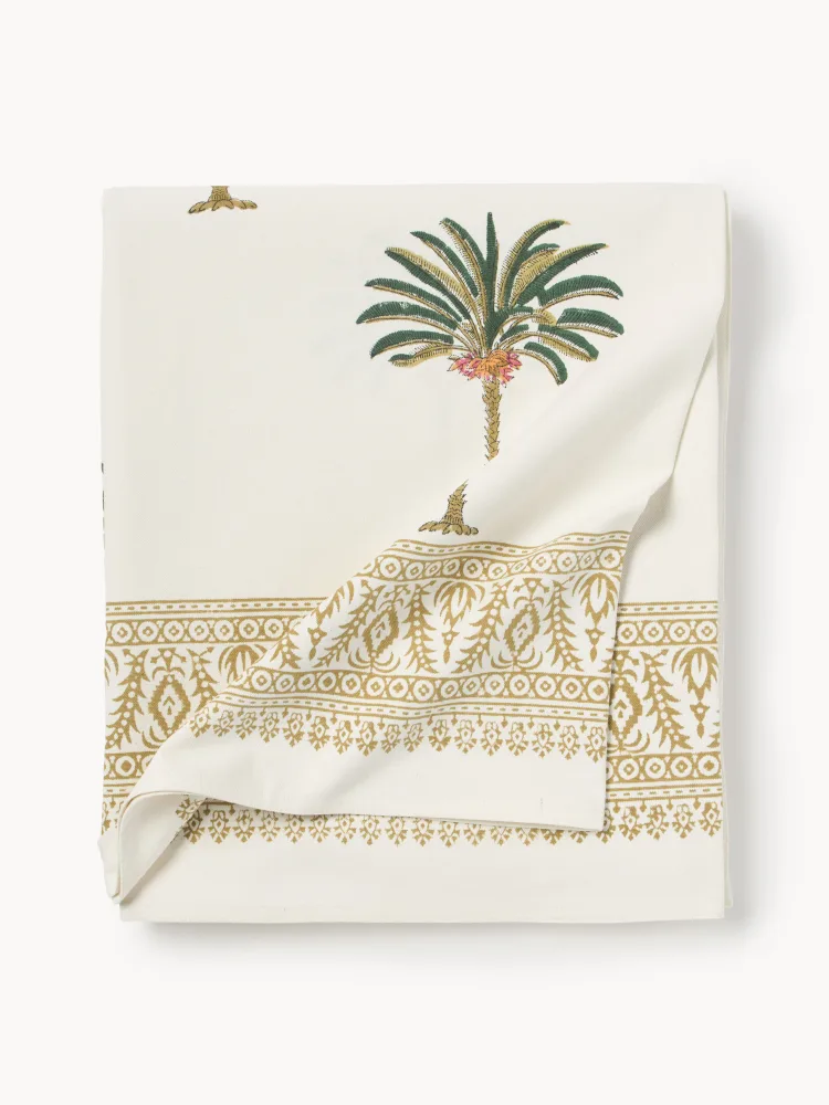 Les Ottomans Скатерть Palm Tree из хлопка с ручной печатью, 150х250 см