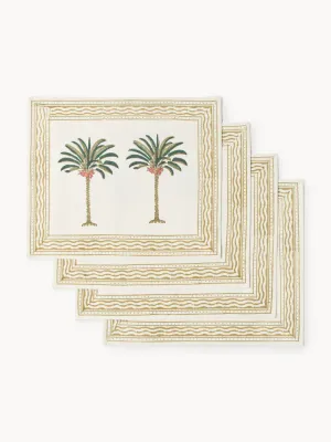 Les Ottomans Комплект хлопковых салфеток под приборы с ручной печатью Palm Tree, 4 шт, 50x40 см