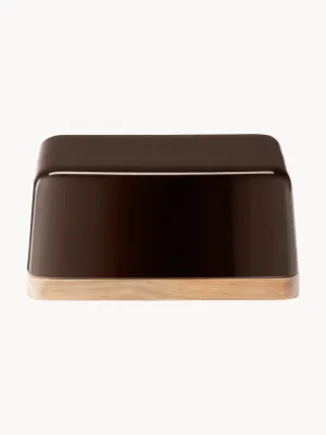 LSA International Маслёнка Collective фарфор и дерево, тёмно-коричневый, светлое натуральное дерево