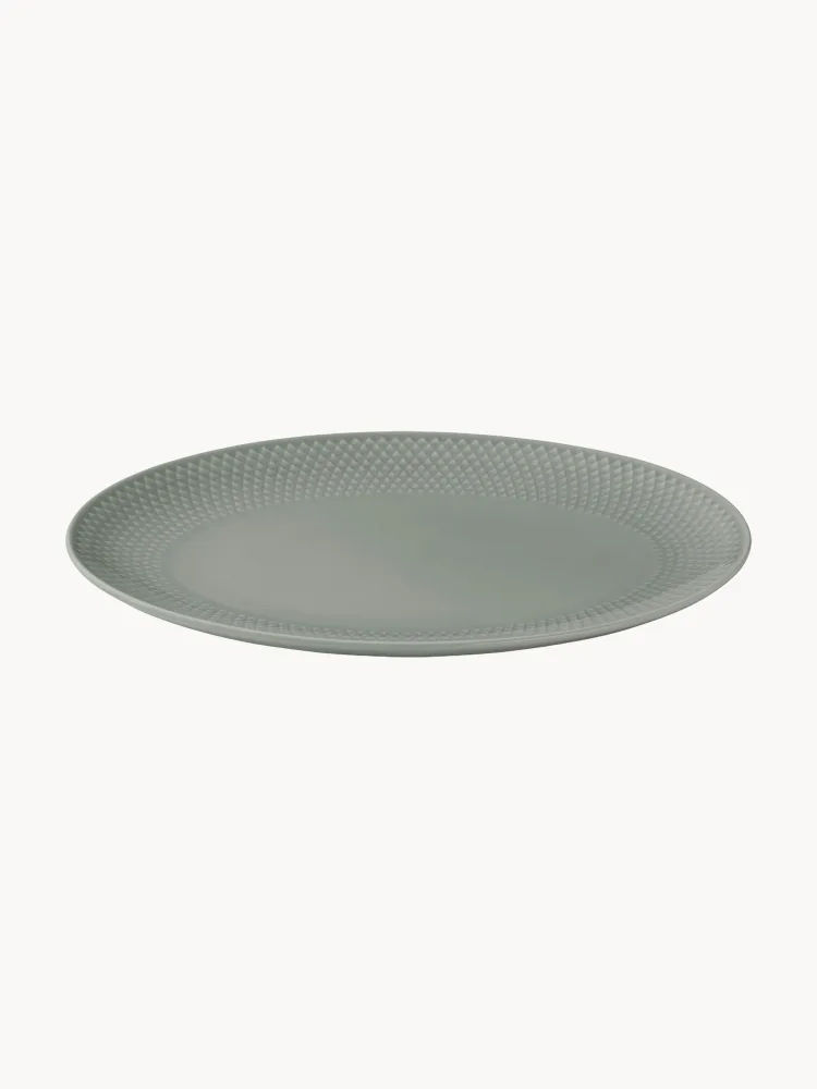Lyngby Porcelaen Блюдо для сервировки Rhombe Earth из фарфора, Ш 29 × В 3 см, Шалфейный зелёный