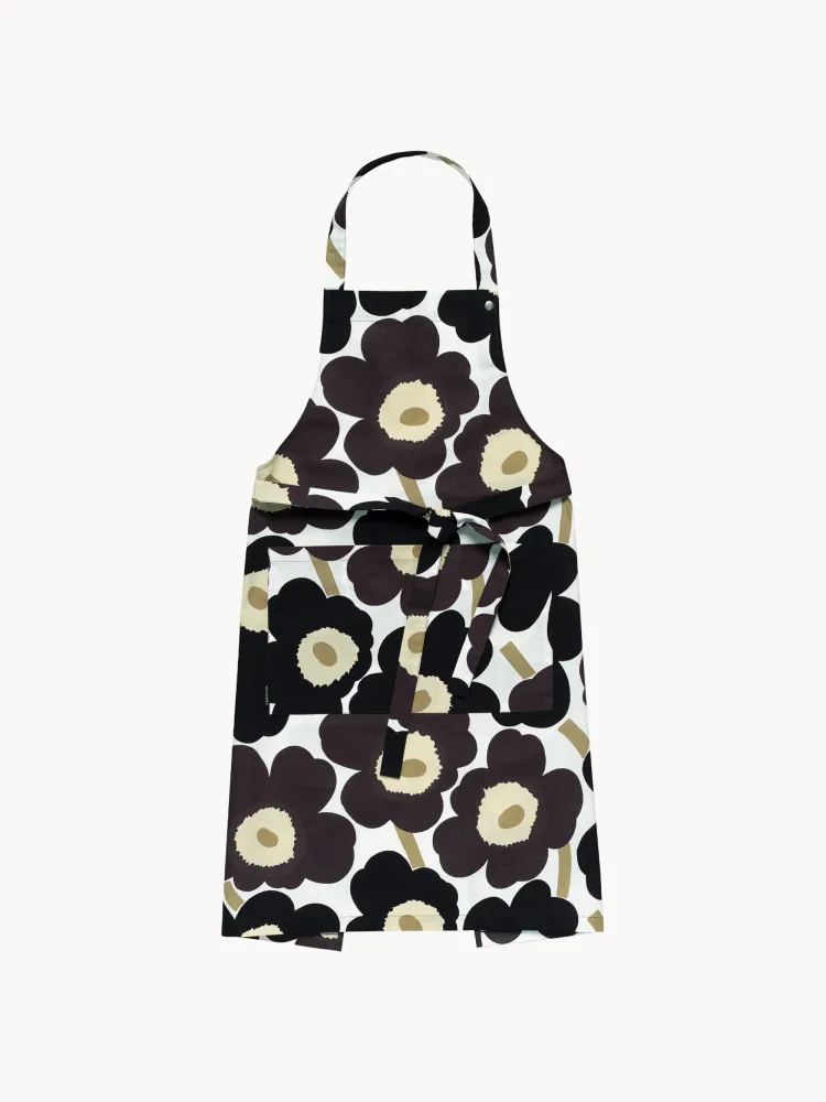 Marimekko Фартук Pieni Unikko хлопковый, Ш 84 × Д 85 см, Чёрный