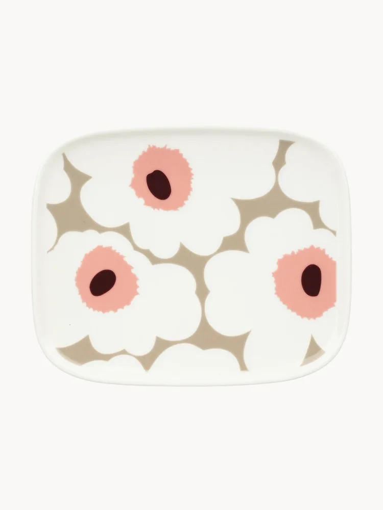 Marimekko Тарелка для завтрака Unikko, Ш 12 × Д 15 см, Бежевый