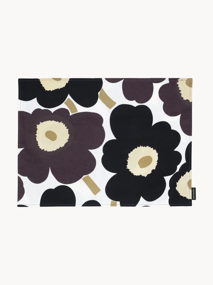 Marimekko Салфетка под приборы Pieni Unikko, 42x31 см, чёрный с белым и сливовым