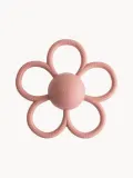 Mushie Прорезыватель для зубов Daisy силиконовый в форме цветка с погремушкой, 15х14 см, пыльно-розовый — фото 1