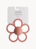 Mushie Прорезыватель для зубов Daisy силиконовый в форме цветка с погремушкой, 15х14 см, пыльно-розовый — фото 2