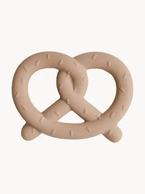 Mushie Прорезыватель для зубов Pretzel в форме кренделя из пищевого силикона, 10 х 8 х 2 см, светло-коричневый