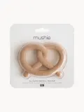 Mushie Прорезыватель для зубов Pretzel в форме кренделя из пищевого силикона, 10 х 8 х 2 см, светло-коричневый — фото 2