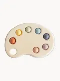 Mushie Игрушка-антистресс Multi сенсорная палитра с силиконовыми пузырьками, 15x10 см, светло-бежевая с многоцветными пузырьками — фото 1