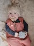 Mushie Держатель для пустышки Eva из силикона и бука с деревянной клипсой, 3 х 20 х 2 см, сиреневый со светлым деревом — фото 3