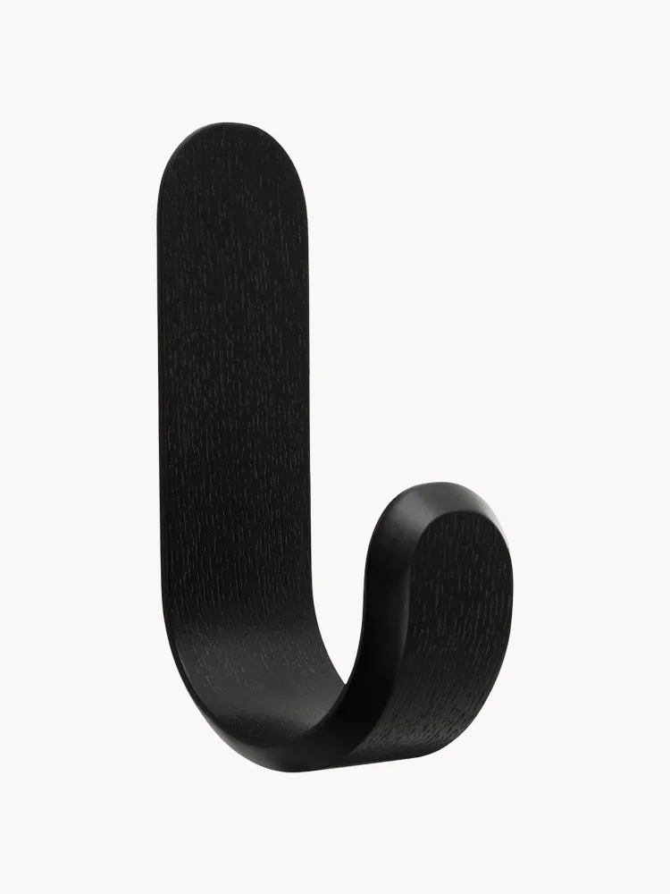 Normann Copenhagen Вешалка настенная Curve из шпона ореха с одним крючком, Ш 10 × В 18 см, Чёрный