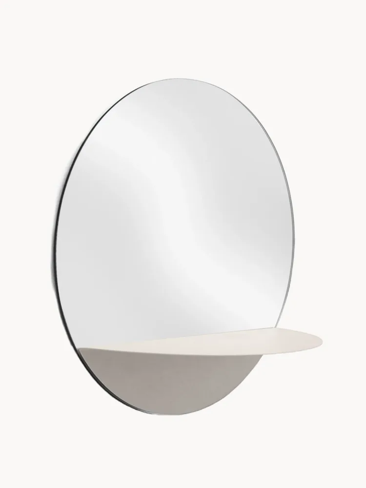 Normann Copenhagen Зеркало настенное круглое с полкой Horizon, молочно-белое
