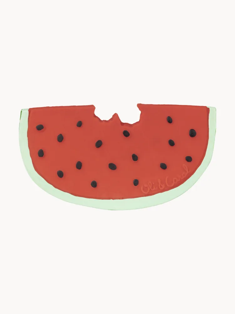 Oli & Carol Прорезыватель Wally the Watermelon из натурального каучука, ручная работа, красно-зелёный, 12 x 22 см