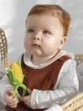 Oli & Carol Прорезыватель для зубов Corn в форме кукурузного початка из натурального каучука, 12 х 22 см, жёлто-зелёный — фото 4