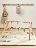 OYOY Mini Коврик игровой детский Forest стёганый хлопковый с лесным рисунком, 102 x 102 см, бежевый — фото 4