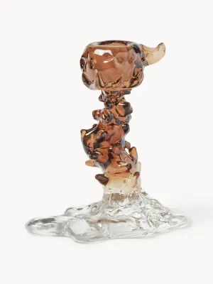 Подсвечник POLSPOTTEN Drip из стекла, Ш 14 × В 14 см, Светлый коричневый