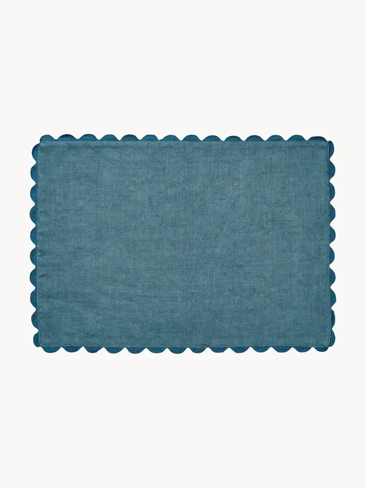 Pick a Poppy Льняная подкладка ручной работы Willow, Ш 38 × Д 48 см, Petrol