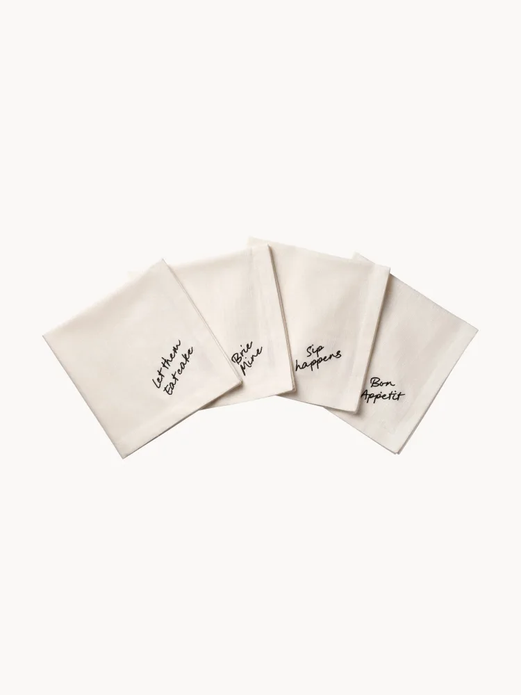 Pick a Poppy Салфетки сервировочные хлопковые Quote, 4 шт, Ш 45 × Д 45 см, Белый