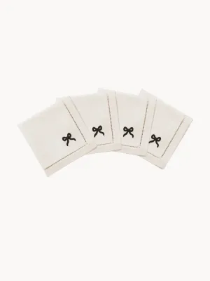 Pick a Poppy Салфетки сервировочные хлопковые Bow с вышивкой, 4 шт, Ш 45 × Д 45 см, Белый