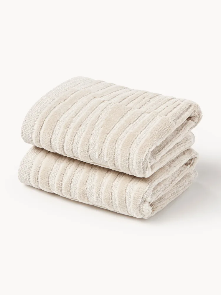 Westwing Collection Полотенце Petra, полотенце для лица, Ш 30 × Д 30 см, 2 шт., Светлый бежевый