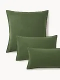 Westwing Collection Наволочка Katja из хлопковой фланели, темно-зелёная — фото 1
